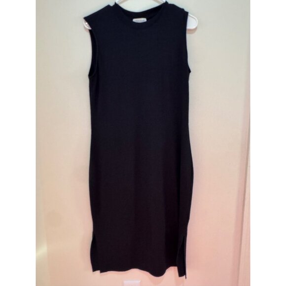 Prologue Black Sleeveless Knit Midi Dress With Side Slits Size M - Picture 3 of 4